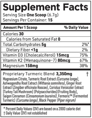 Turmeric supplement facts
